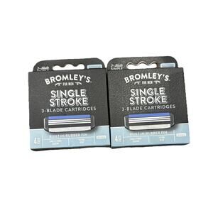 Lot Of 2- 4 Pack Bromley’s For Men Single Stroke 3-Blade Cartridges Razors *New